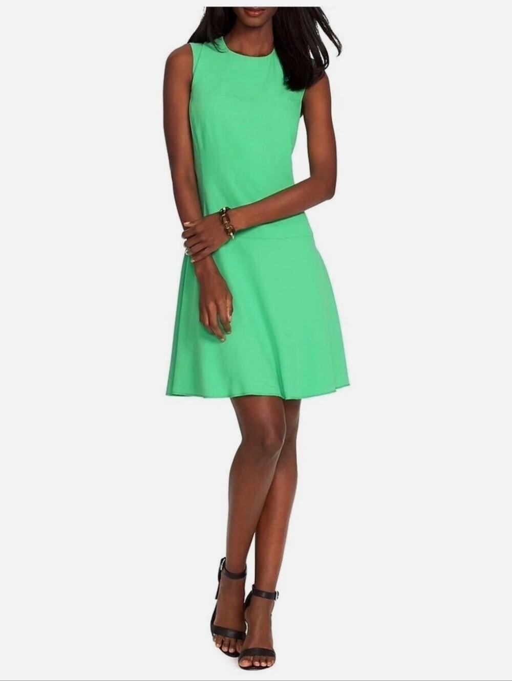Ralph Lauren Sleeveless Hampton Bright Green Drop Waist Dress Msrp $135